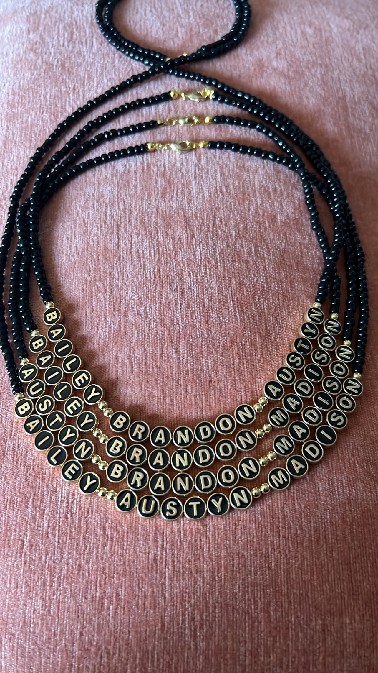 Personalized Name Necklace (Black & Gold)