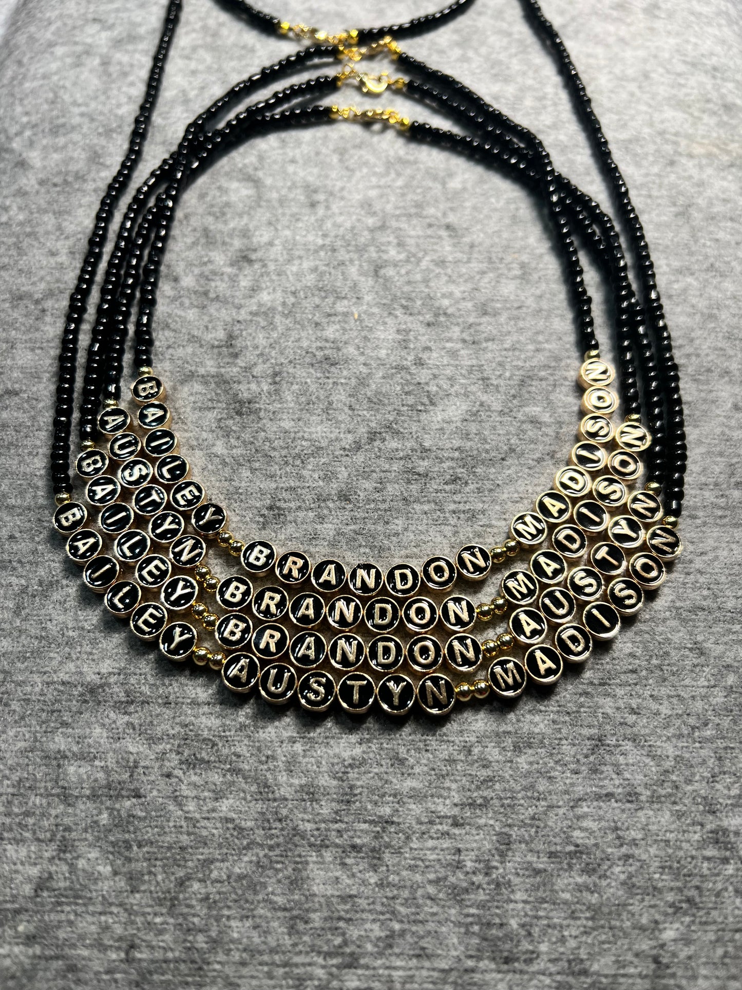 Personalized Name Necklace (Black & Gold)