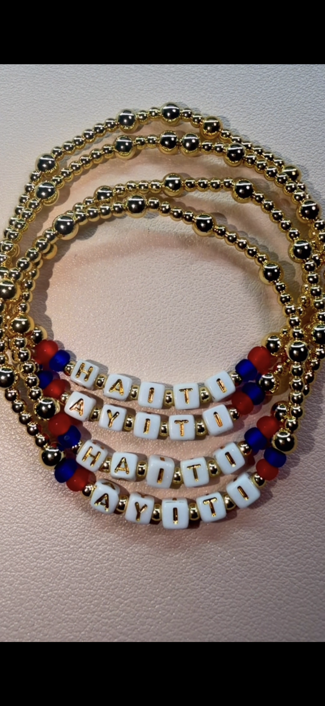 Personalized Name & Haiti/Ayiti Bracelet Set