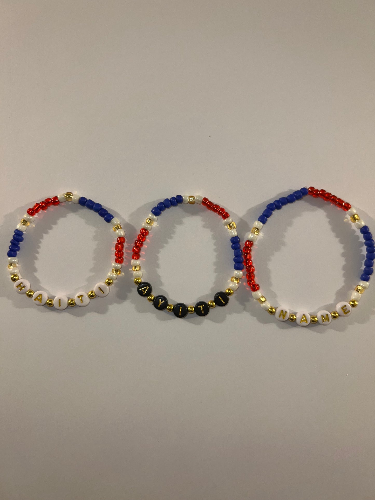 Personalized Name & Haiti, Ayiti Bracelet Set