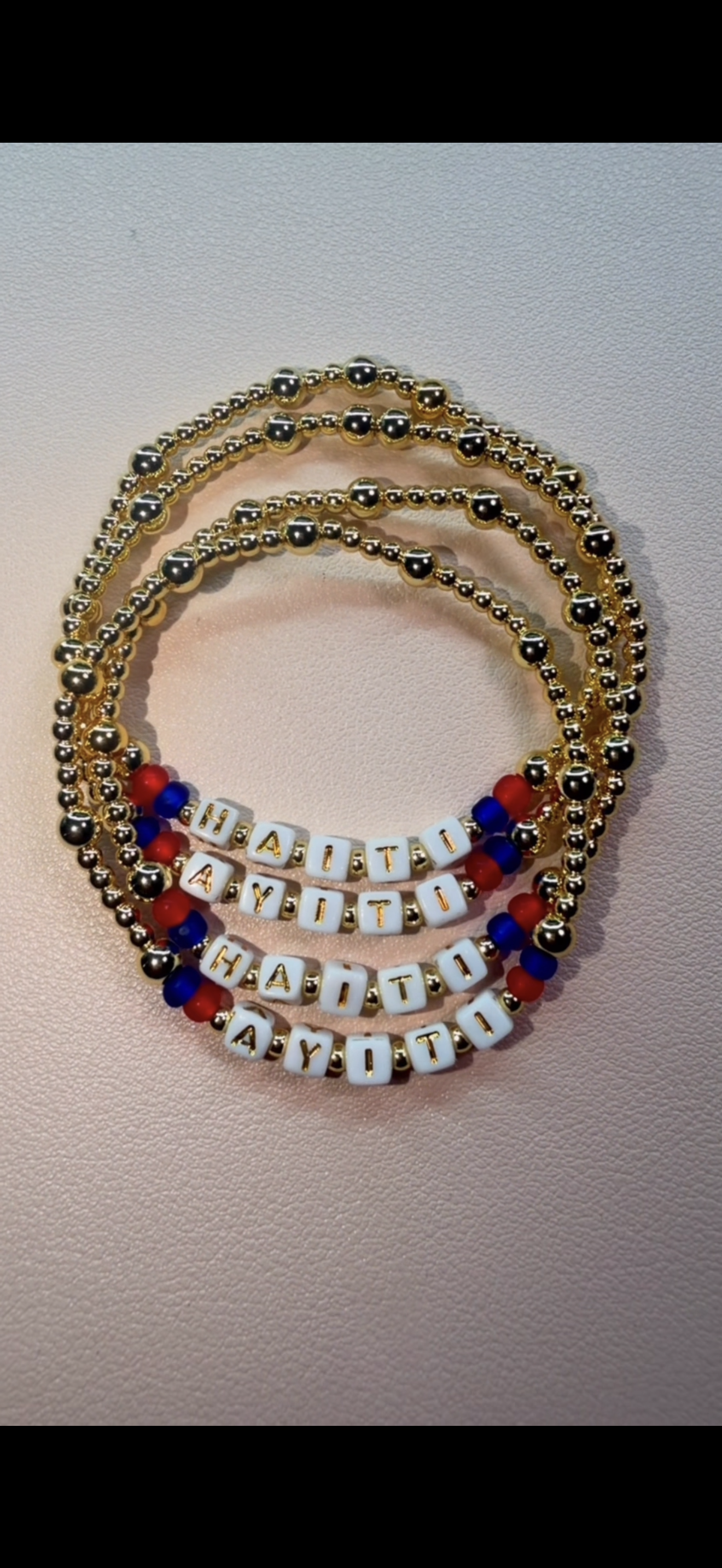 Personalized Name & Haiti/Ayiti Bracelet Set